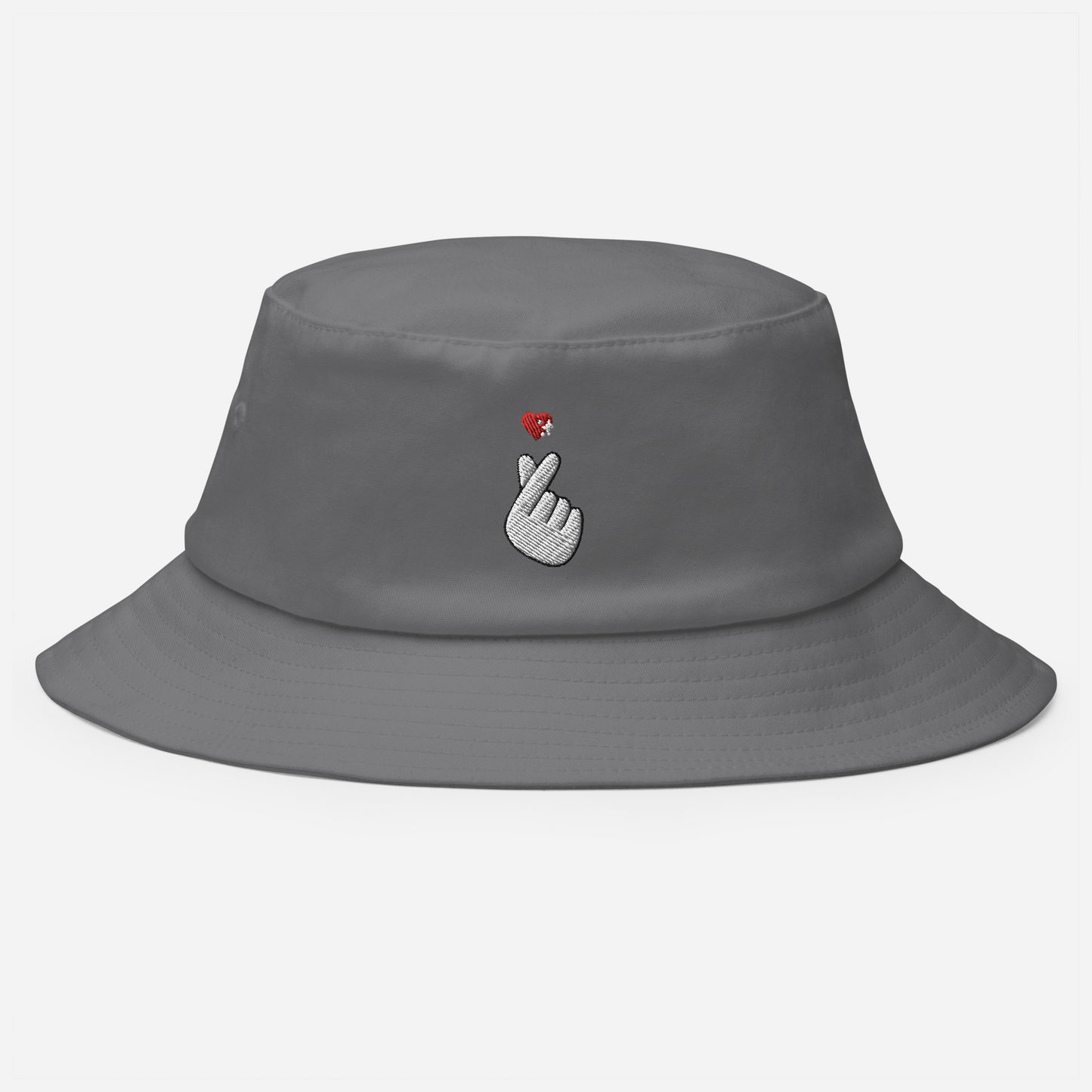 Finger Heart Embroidered Bucket Hat