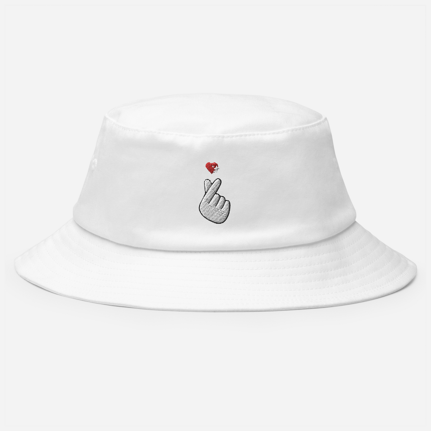 Finger Heart Embroidered Bucket Hat