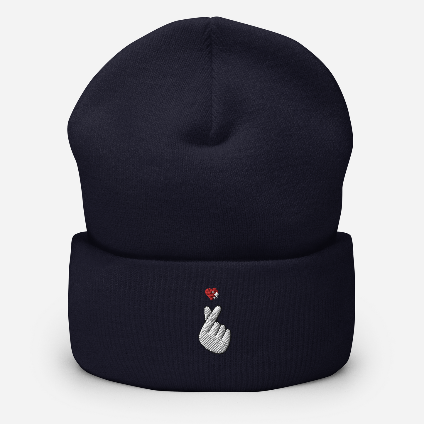 Finger Heart Embroidered Beanie