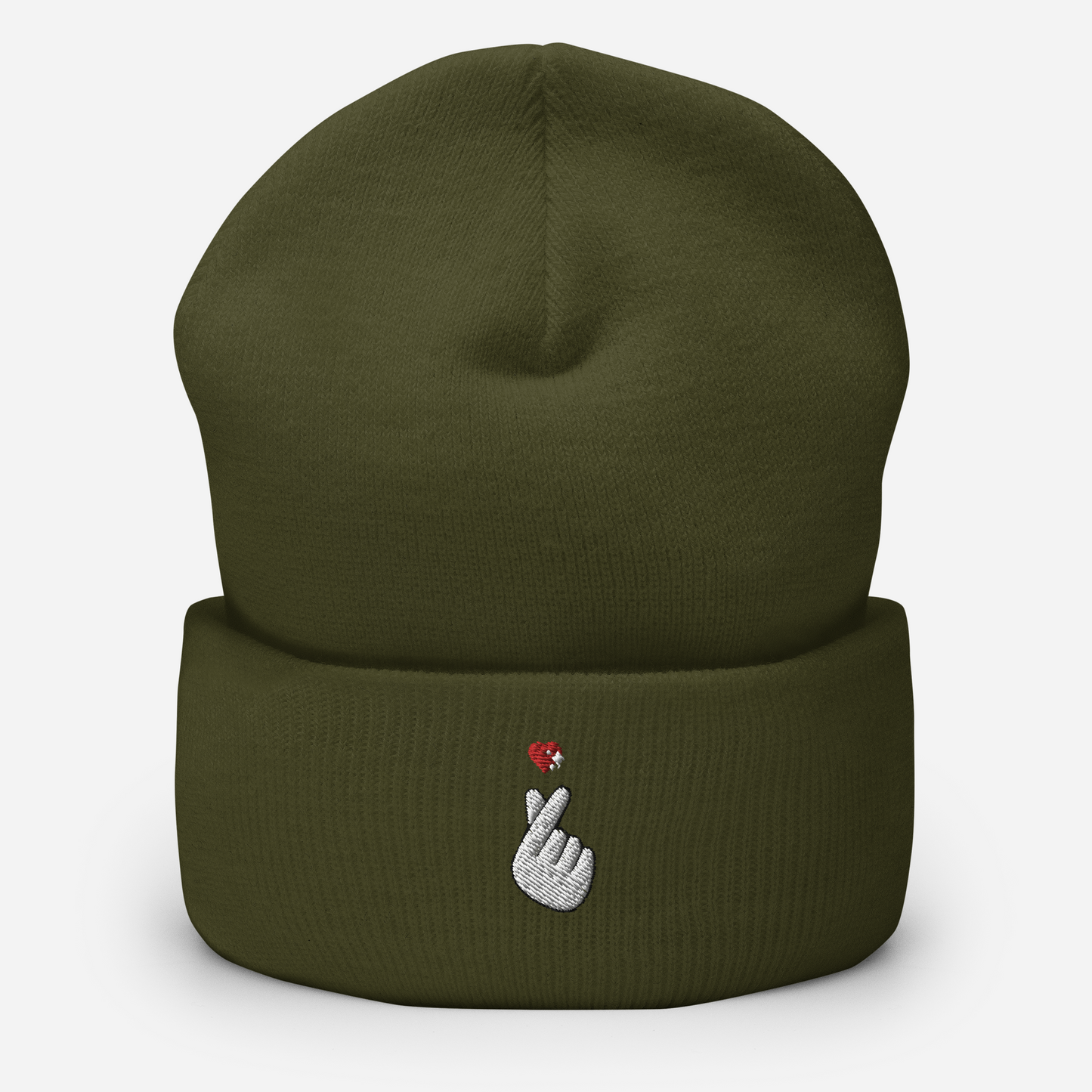 Finger Heart Embroidered Beanie